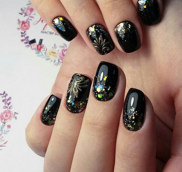 The beauty of bright black manicure 2024 (52photo)