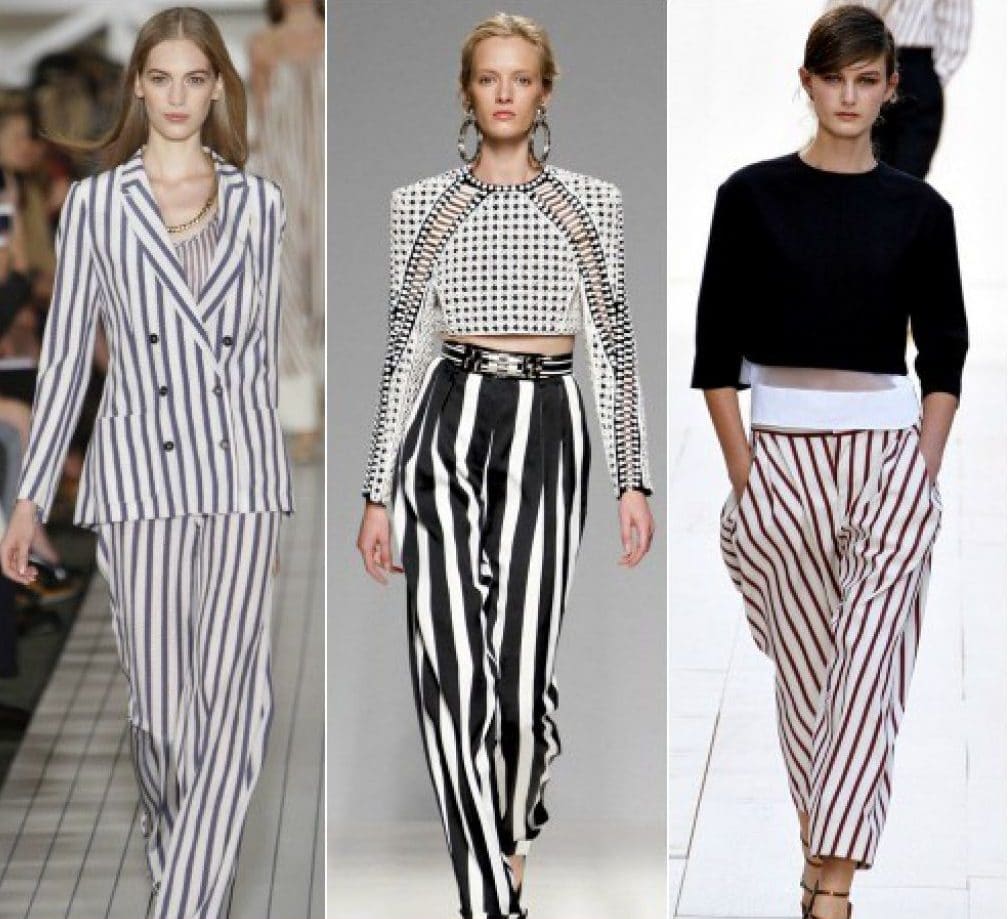 What to wear striped pants with? (50 photos)